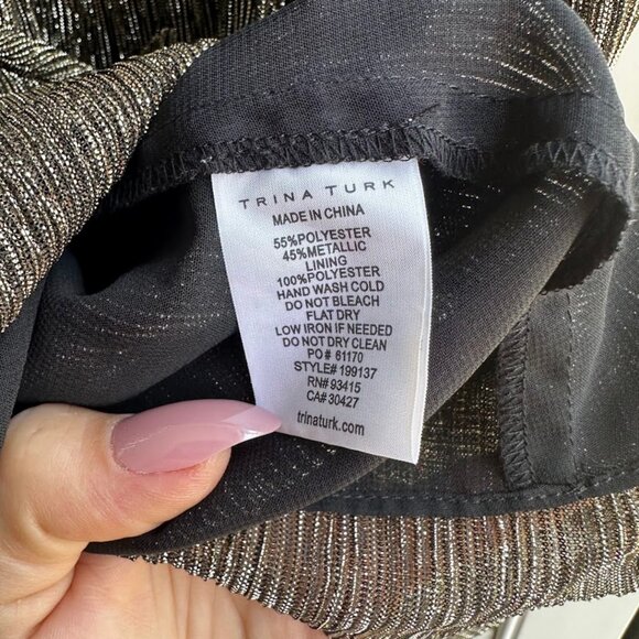 Trina Turk 'Rosemary' Metallic Halter Top in Gold and Black size Small - Picture 10 of 10